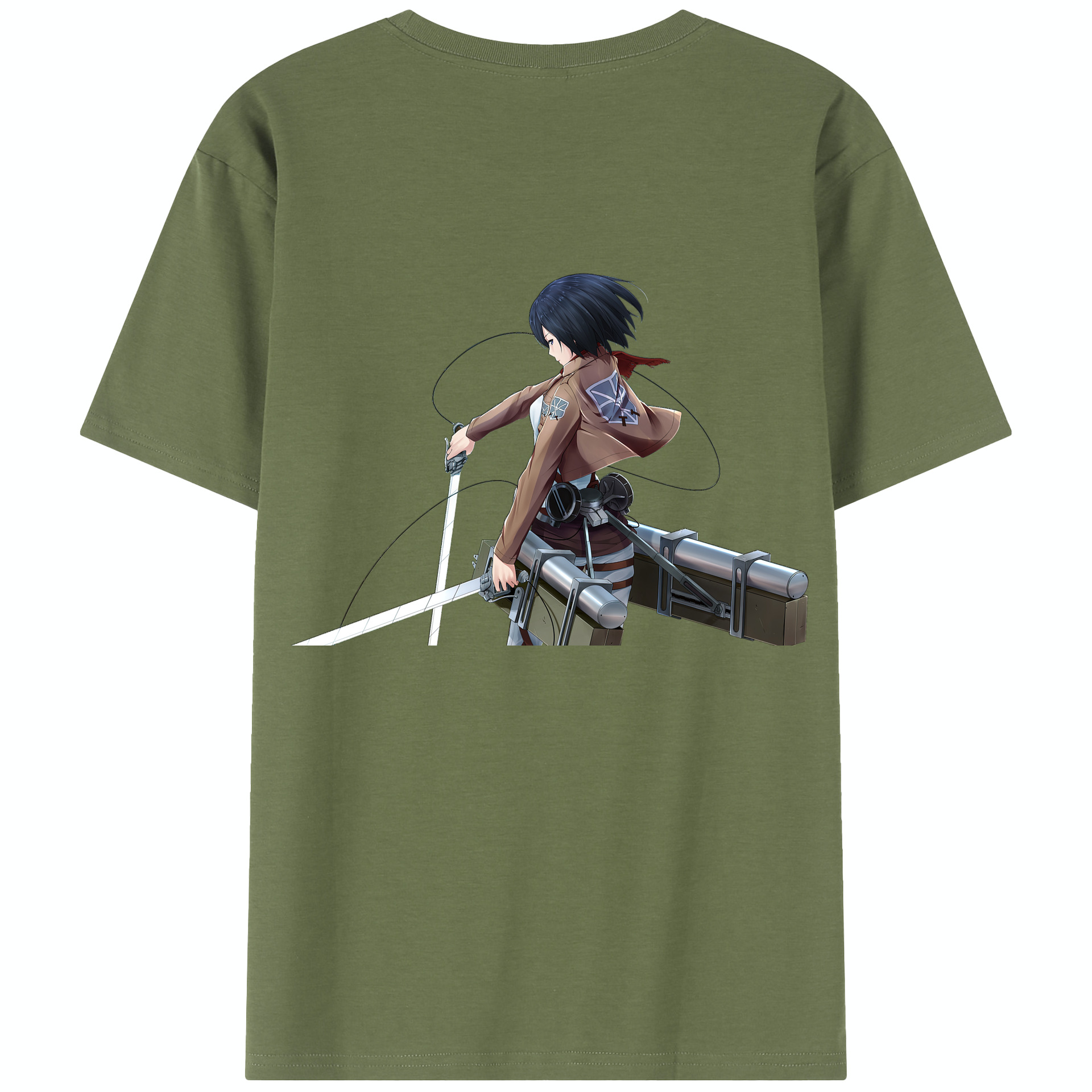 （画像用） 進撃の巨人 ミカサ·アッカーマン Attack on Titan Mikasa Ackerman 綿100％半袖Tシャツ（背面プリント）
